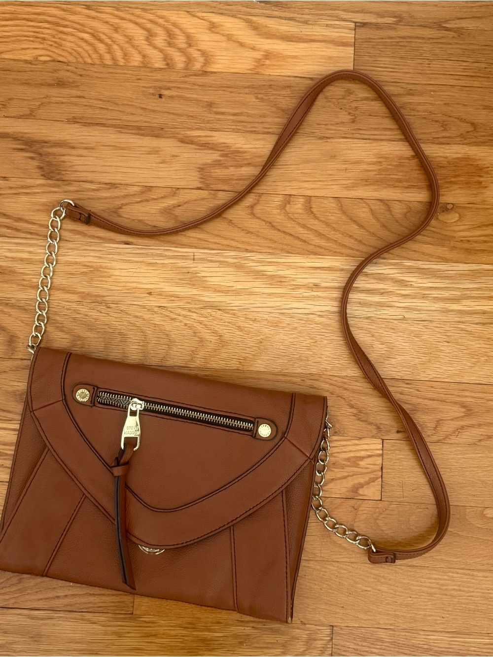 Steve Madden Cognac Brown Envelope Crossbody Bag